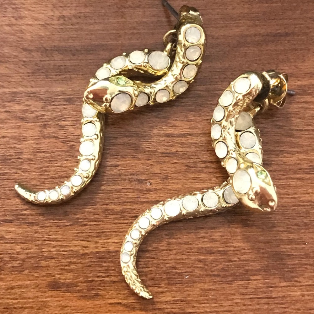 Pave Betsey Johnson Snake Earrings